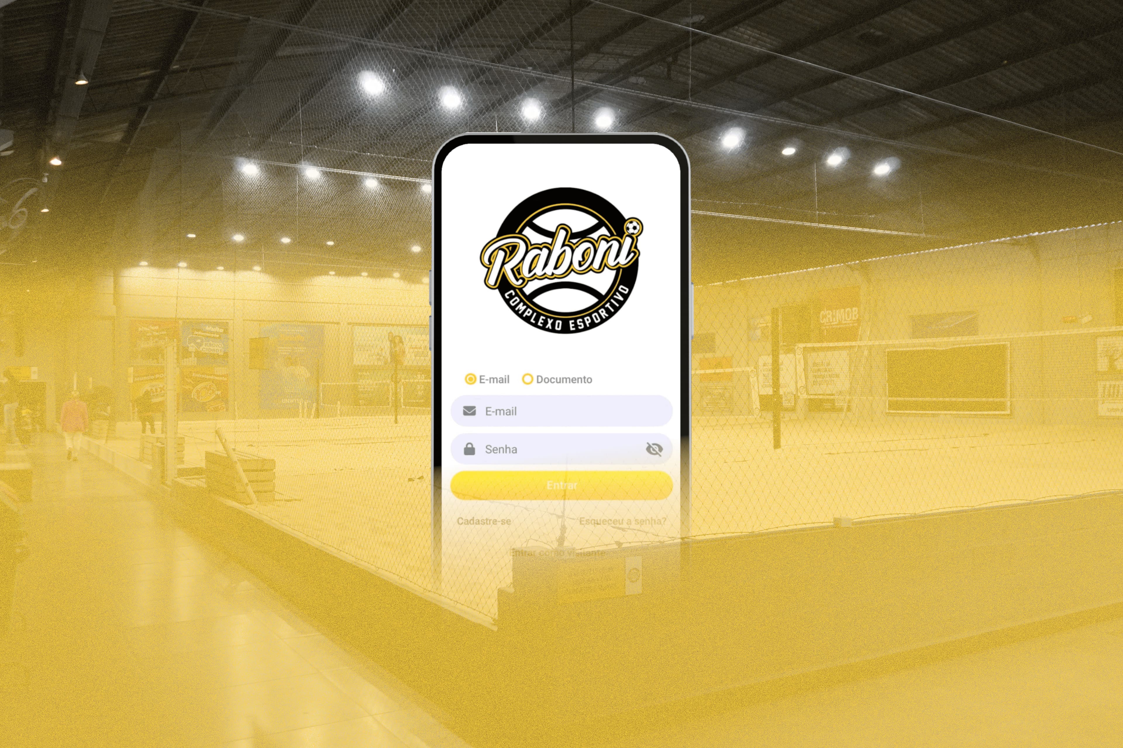 Imagem representando o aplicativo de reserva de quadras do Complexo Esportivo Raboni